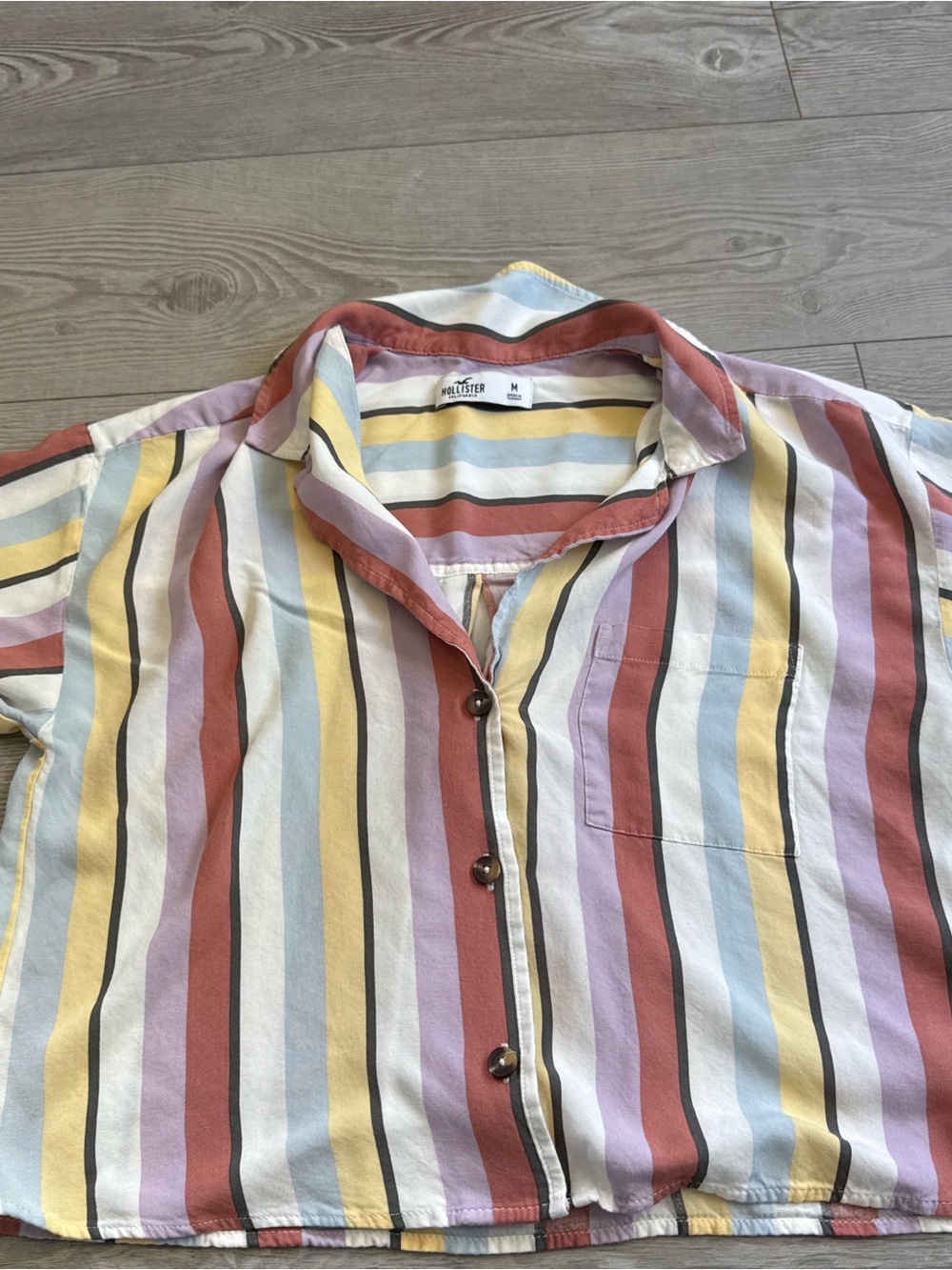 Hollister Woman’s Multicolor Vertical Stripe Button-Up Shirt